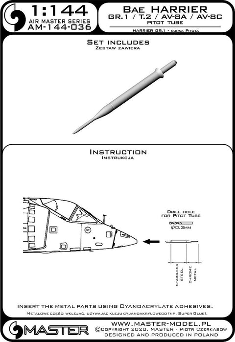 マスター AM-144-036 1/144 ハリアー GR.1 / T.2 / AV-8A / AV-8C - ピトー管