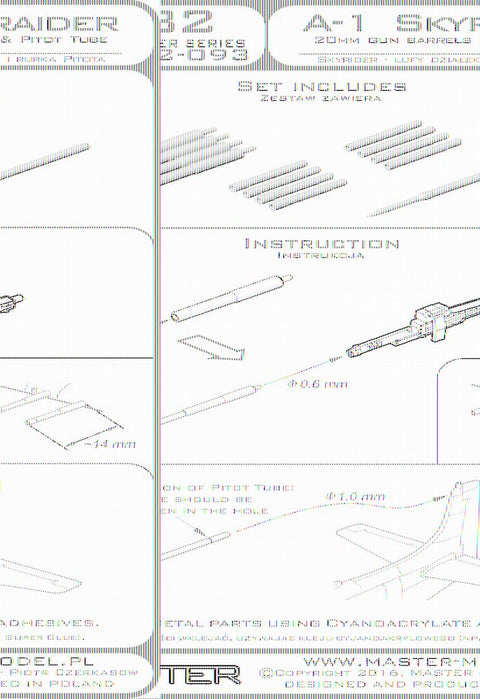 マスター AM-32-093 1/32 A-1 スカイレイダーの20mmキャノン砲の砲身とピトー管