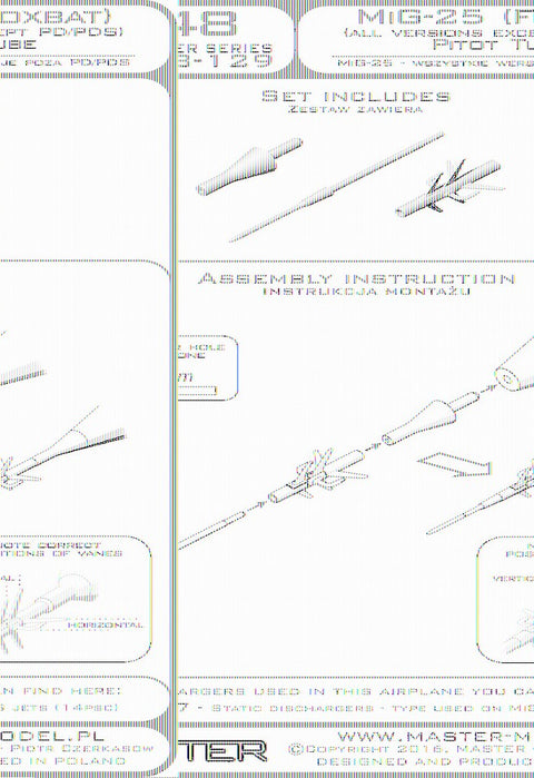マスター AM-48-129 1/48 ミグ 25 (フォックスバット) (PD/PDS を除くすべてのバージョン)のピトー管