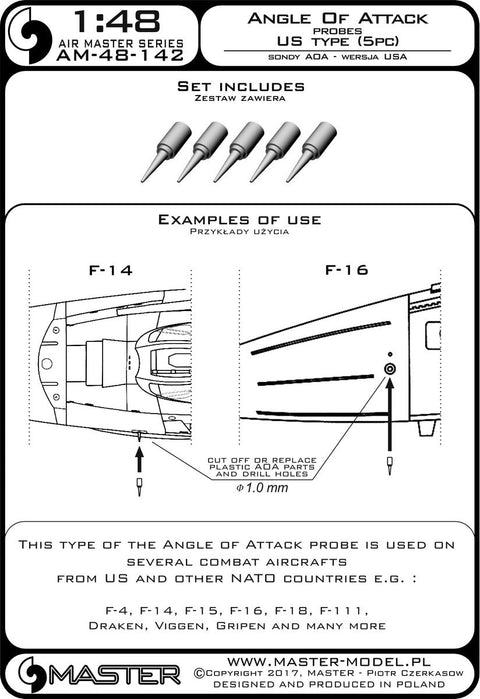 マスター AM-48-142 1/48 迎角プローブ（アメリカタイプ、5本入り）
