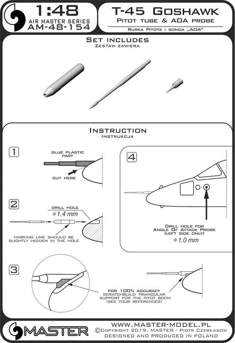 マスター AM-48-154 1/48 T-45 ゴスホークのピトー管と迎角プローブ