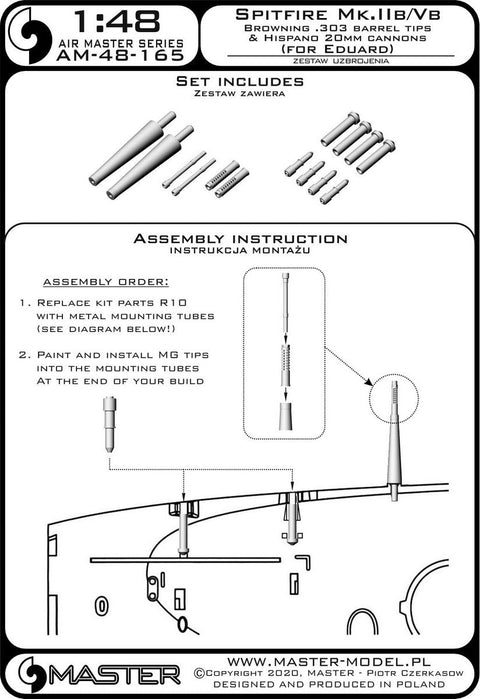 マスター AM-48-165 1/48 スピットファイア Mk.IIb/Vb - イスパノ 20mm カノン砲 フェアリング付 (エドュアルド用)