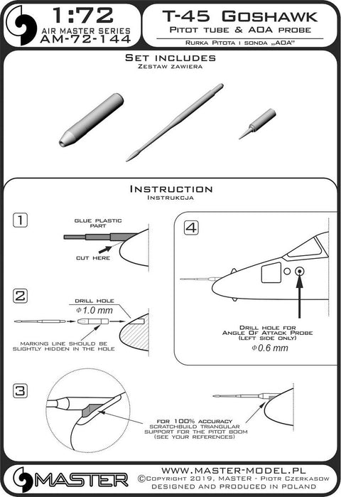 マスター AM-72-144 1/72 T-45 ゴスホーク ピトー管と迎角プローブ