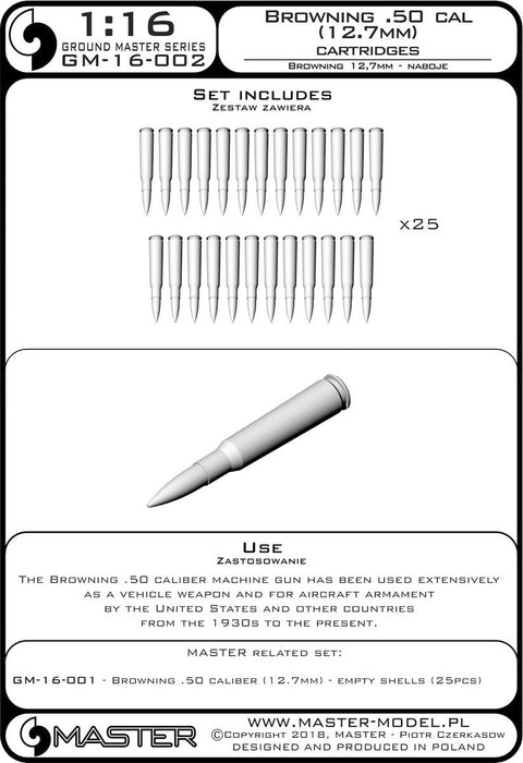 マスター GM-16-002 1/16 ブローニング 50口径 (12.7mm) - カートリッジ (25個入)
