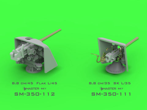 マスター SM-350-111 1/350 ドイツ ガン 8,8cm/35 (3.46in) SK L/35 - 1900年代初期型 (e.g. シュレスヴィヒ・ホルシュタイン 1908) - (レジン, エッチング チューンパーツ) - (4個入)