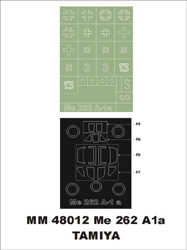 モンテックス MM48012  1/48 メッサーシュミット Me262 A-1a(タミヤ用)マスキングシート(キット付属デカールと置換)