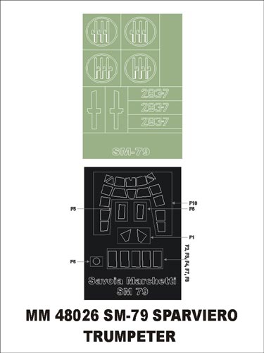 モンテックス MM48026  1/48 サボイヤマルケッティーSM79(トランぺッター用)マスキングシート(キット付属デカールと置換)