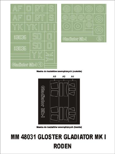モンテックス MM48031  1/48 グロスターグラディエーター Mk I(ローデン用)マスキングシート(キット付属デカールと置換)