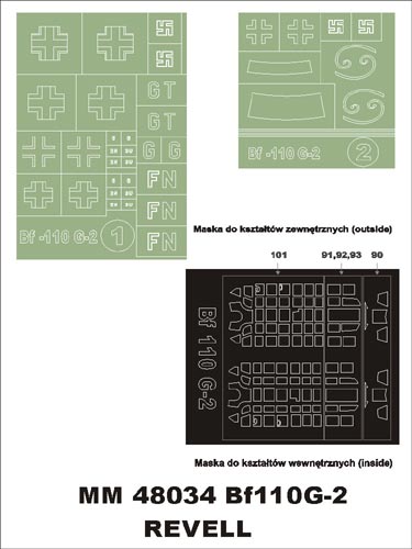 モンテックス MM48034  1/48 Me ? 110 G-2(レベル用)マスキングシート(キット付属デカールと置換)