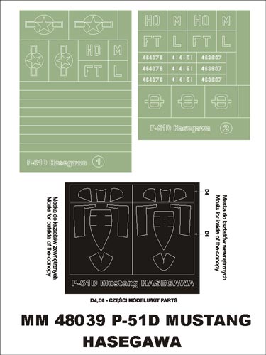 モンテックス MM48039  1/48 P-51D ムスタング(ハセガワ用)マスキングシート(キット付属デカールと置換)