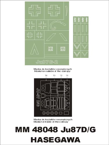 モンテックス MM48048  1/48 ユンカース Ju87G-2 スツーカ “タンク バスター”(ハセガワ用)マスキングシート(キット付属デカールと置換)