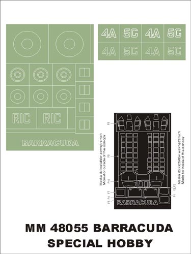 モンテックス MM48055  1/48 フェアリー バラクーダ(スペシャルホビー用)マスキングシート(キット付属デカールと置換)