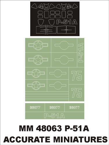 モンテックス MM48063  1/48 P-51A(アキュレイトミニチュア用)マスキングシート(キット付属デカールと置換)