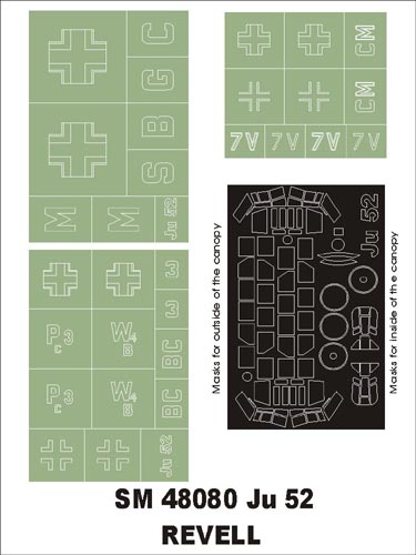 モンテックス MM48080  1/48 Ju-52(レベル用)マスキングシート(キット付属デカールと置換)