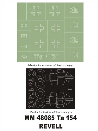 モンテックス MM48085  1/48 Ta-154(レベル用)マスキングシート(キット付属デカールと置換)