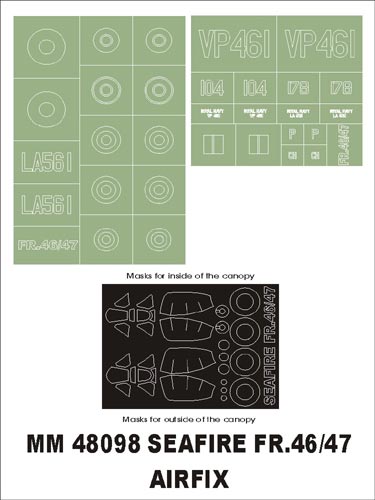 モンテックス MM48098  1/48  シーファイア FR46/47(エアフィックス用)マスキングシート(キット付属デカールと置換)