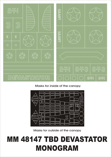 モンテックス MM48147  1/48 TBD Dewastator(モノグラム用)マスキングシート(キット付属デカールと置換)