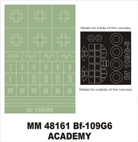 モンテックス MM48161  1/48 BF-109G6(アカデミー用)マスキングシート(キット付属デカールと置換)