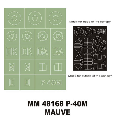 モンテックス MM48168  1/48 P-40M(Mauve用)マスキングシート(キット付属デカールと置換)