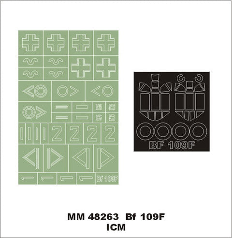 モンテックス MM48263  1/48 Bf 109F(ICM用)マスキングシート(キット付属デカールと置換)