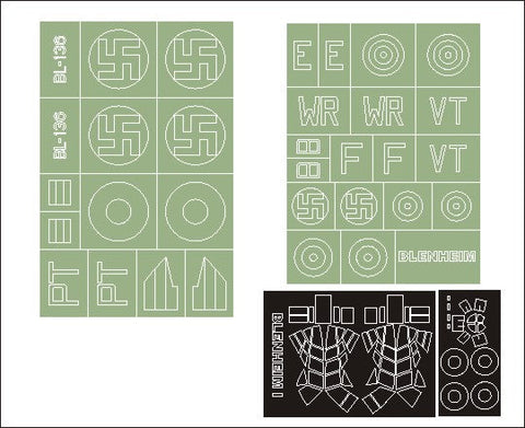 モンテックス MM48287  1/48 ブリストル・ブレナム I(クラシックエアフレーム用)マスキングシート(キット付属デカールと置換)