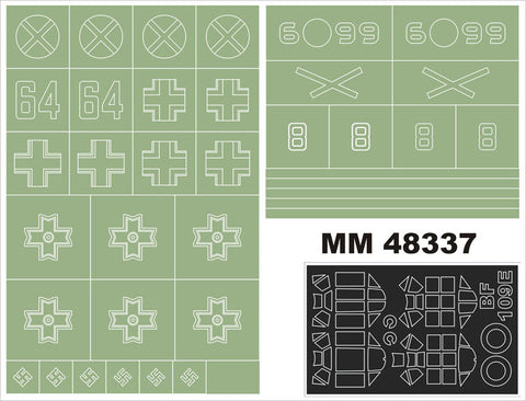 モンテックス MM48337  1/48 Bf 109E(エアフィックス用)マスキングシート(キット付属デカールと置換)
