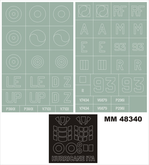 モンテックス MM48340  1/48 ホーカーハリケーン Mk I(イタレリ用)マスキングシート(キット付属デカールと置換)
