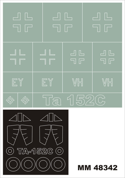 モンテックス MM48342  1/48 Ta-152(ホビーボス用)マスキングシート(キット付属デカールと置換)