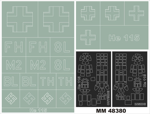 モンテックス MM48380  1/48 ハインケル He115( スペシャルホビー用)マスキングシート(キット付属デカールと置換)