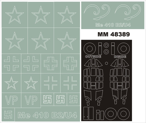 モンテックス MM48389  1/48 Me 410B-2(モンモデル用)マスキングシート(キット付属デカールと置換)
