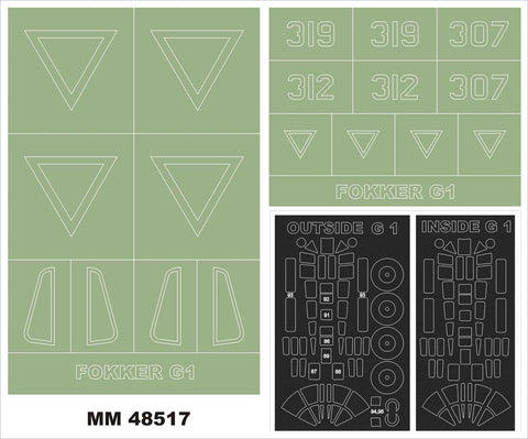 モンテックス MM48517  1/48 フォッカー G-1(ミクロミール用)マスキングシート(キット付属デカールと置換)