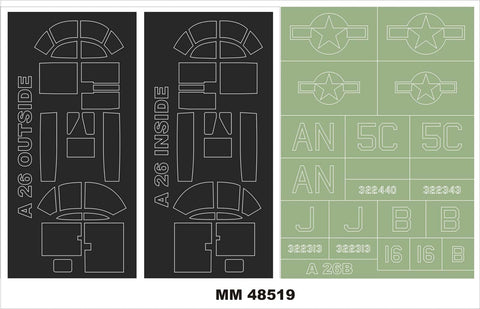モンテックス MM48519  1/48 A-26B インベーダー(ICM用)マスキングシート(キット付属デカールと置換)