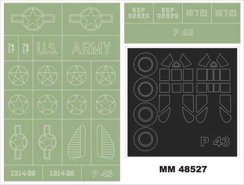 モンテックス MM48527  1/48 P-43 ランサー(ドラウィングス用)マスキングシート(キット付属デカールと置換)