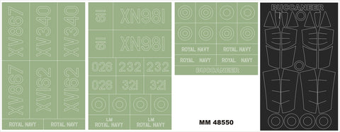 モンテックス MM48550  1/48 バッカニア S2C/D(エアフィックス用)マスキングシート(キット付属デカールと置換)