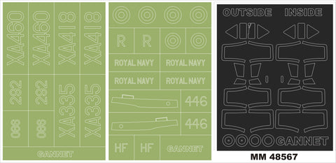 モンテックス MM48567  1/48 フェアリーガネット AS1/AS4(エアフィックス用)マスキングシート(キット付属デカールと置換)