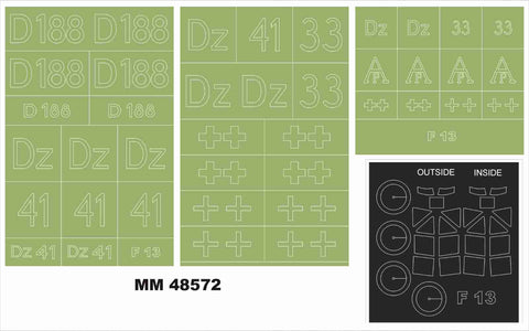 モンテックス MM48572  1/48 ユンカース F-13(ミニアート用)マスキングシート(キット付属デカールと置換)