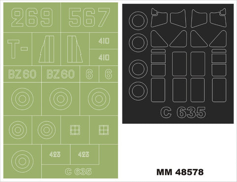 モンテックス MM48578  1/48 コードロン C 635(ドラウィングス用)マスキングシート(キット付属デカールと置換)