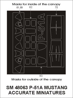 モンテックス SM48063 1/48 P-51 A マスタング(アキュレイトミニチュア用) ミニマスク