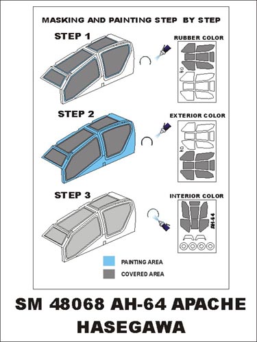 モンテックス SM48068 1/48 AH64 アパッチ(ハセガワ用) ミニマスク