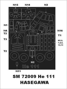 モンテックス SM72009 1/72 He 111(ハセガワ用) ミニマスク