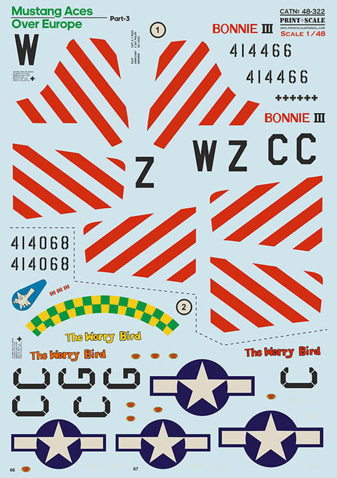 プリントスケール 48-322 1/48 P-51 マスタング Aces over Evrope. Part 3