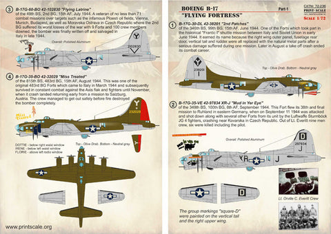 プリントスケール 72-236 1/72 ボーイング B-17G フライングフォートレス