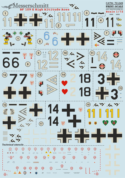 プリントスケール 72-249 1/72 メッサーシュミット ME-109G