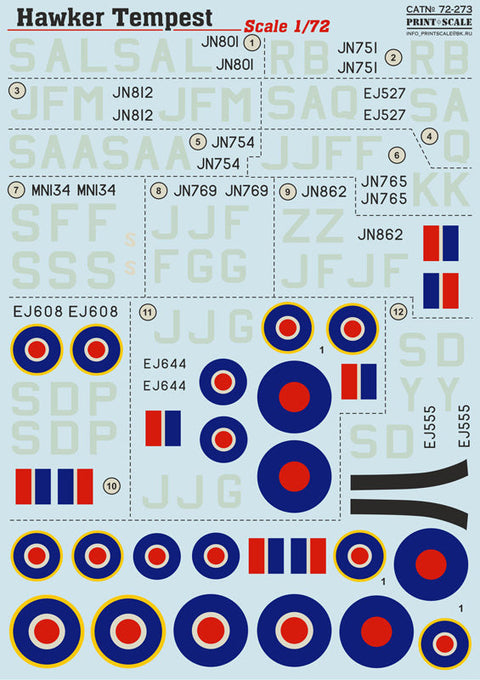 プリントスケール 72-273 1/72 ホーカー テンペスト