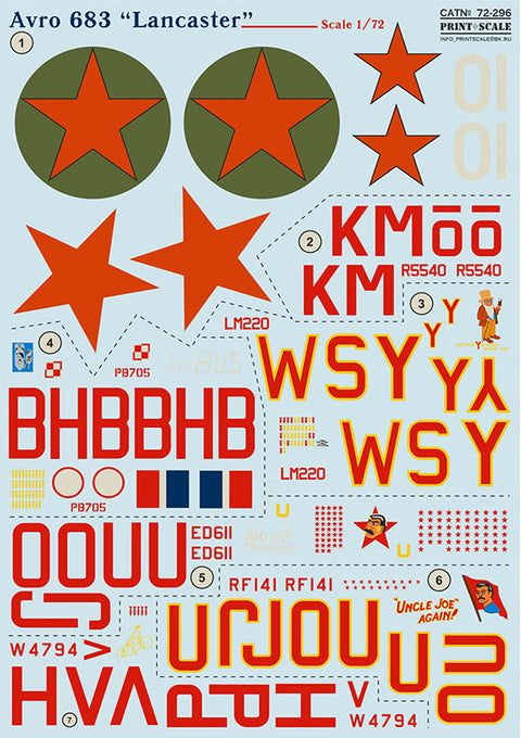 プリントスケール 72-296 1/72 アブロ 683 "ランカスター" コンプリートセット