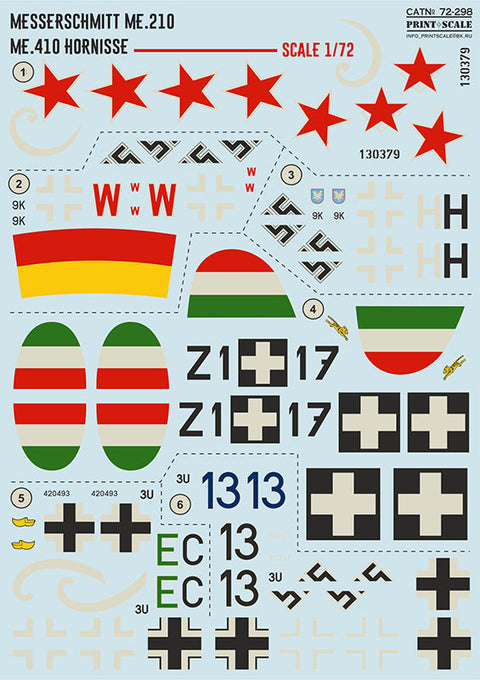プリントスケール 72-298 1/72 メッサーシュミット Me 210 "ホルニッセ"