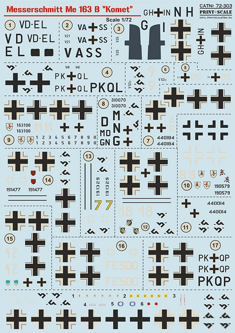 プリントスケール 72-303 1/72 メッサーシュミット Me163B コメート