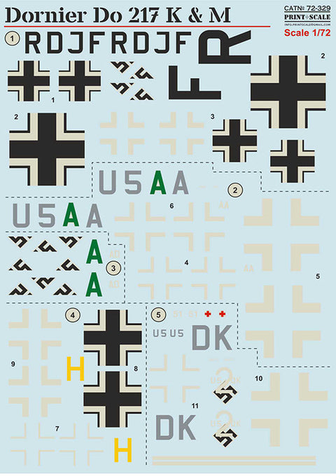 プリントスケール 72-329 1/72 ドルニエbDo-217K＆Mbコンプリートセット