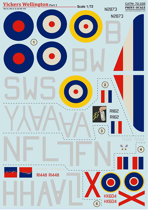 プリントスケール 72-335 1/72 ヴィッカース ウェリントン Mk IA, MK IC & GR Mk VIII,Part1 コンプリートセット