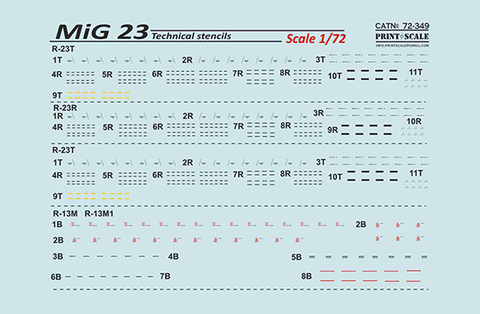 プリントスケール 72-349 1/72 MiG-23 テクニカルステンシル